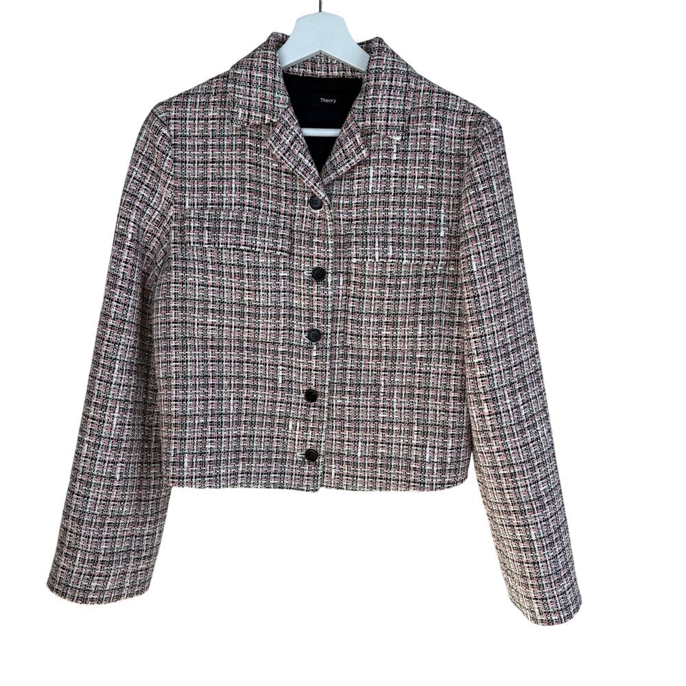 THEORY Patch Tweed Crop Jacket Size 4 - Picture 7 of 13